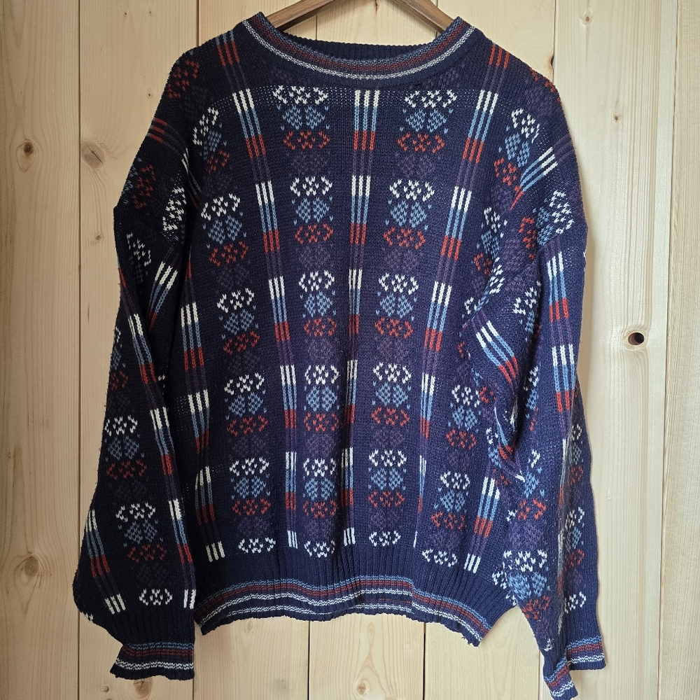 Vintage Preserve 1955 Geometric Pattern Crewneck Pullover Sweater Mens XL